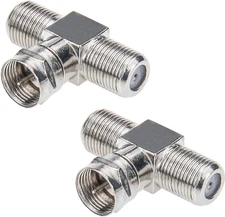 Coaxial Cable Splitter, TV Splitter 2 in 1 Out 2-Pack F Type RG6 Male to 2 F Fem