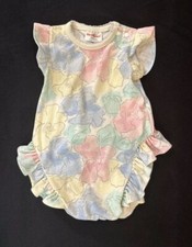 Vintage Healthtex Floral One Piece Baby Girls Size 12M Multicolor Bubble Ruffle