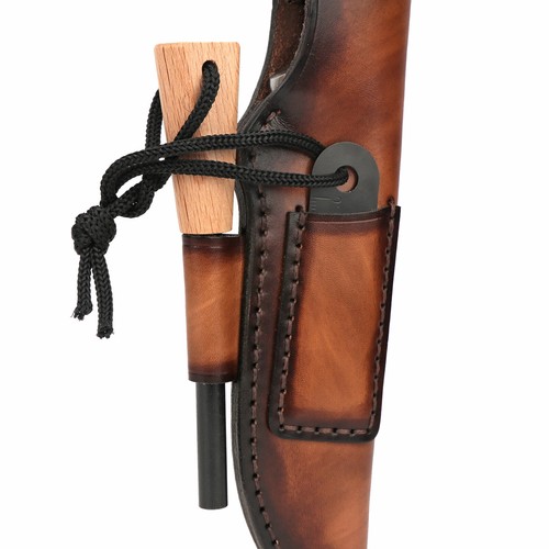 TOURBON Leather Knife Sheath Magnesium Rods Fire Starter Holder Outdoor Survival - Picture 8 of 14