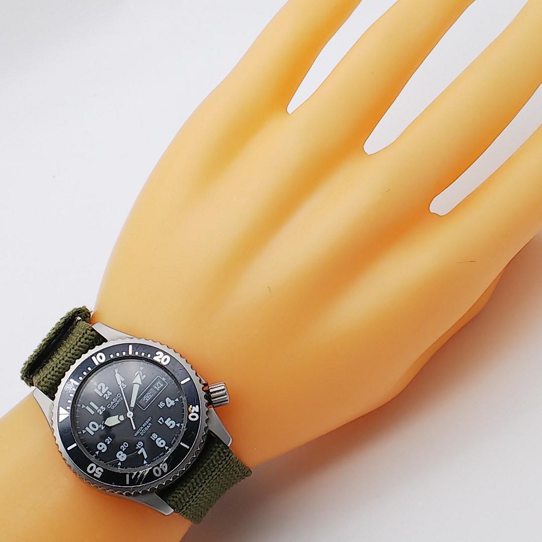 Casio MD-707 Military Divers Day Date Khaki Belt Men's Watch Casio MD-707 Military Divers Day Date Khaki Belt Men's Watch