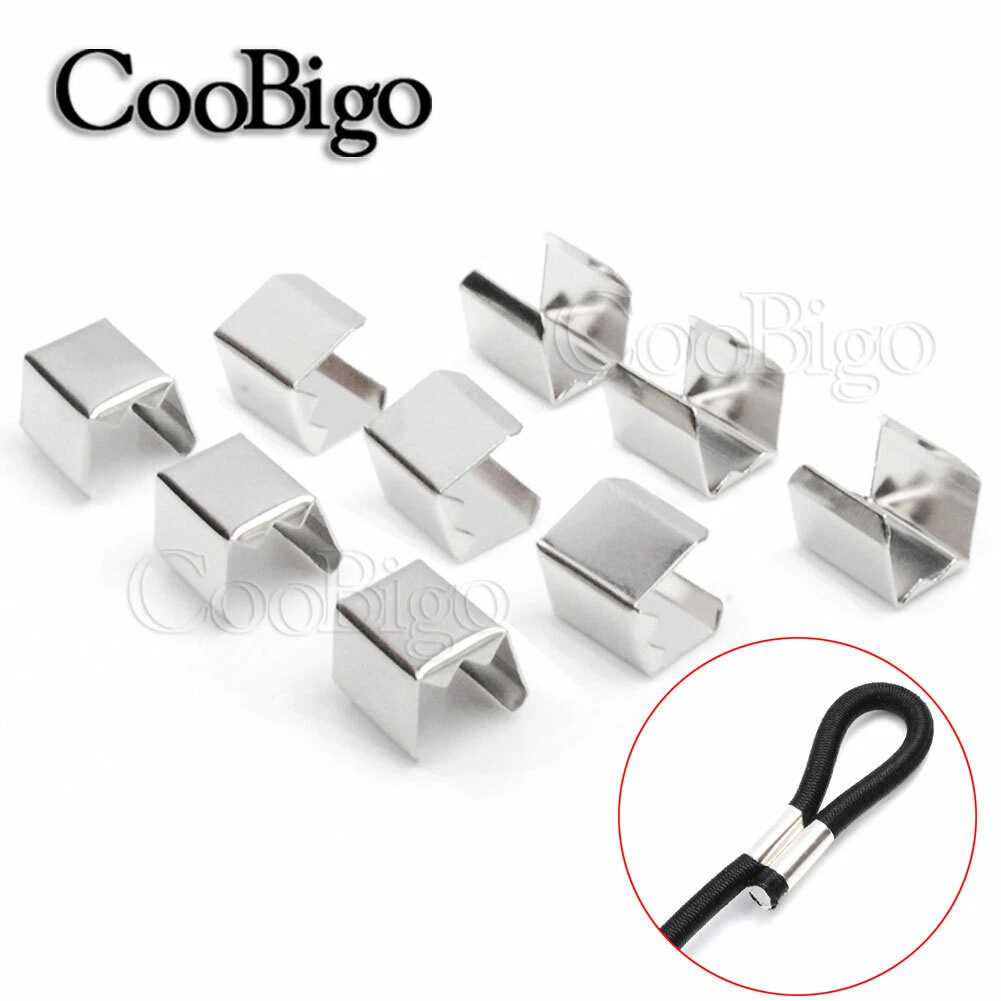 Metal Fold Over Cord Crimp Cord End Leather Clip for Face Mask Lanyard Holder