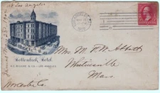 Hollenbeck Hotel Los Angeles California 1902 Fancy Cancel Postal Cover ~703AM