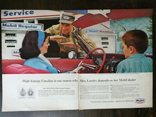 Vintage 1964 Mobil Gas Service Sation Attendant  Two Page Original Ad