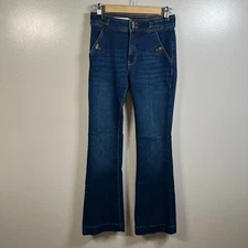 Pilcro Anthropologie High Rise Trouser Bootcut Jeans Size 25 Dark Wash Blue