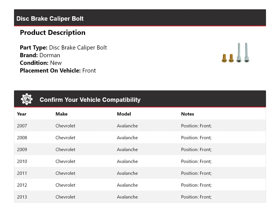 Pinza de freno de disco delantera 2008 2009 para Chevrolet Avalanche Dorman 2007-2013 Foto 2 de 4