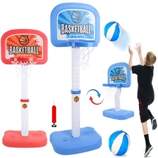 2 In 1 Poolside Basketball Game Set Pool Basketball Goal Indoor Kids Basketball