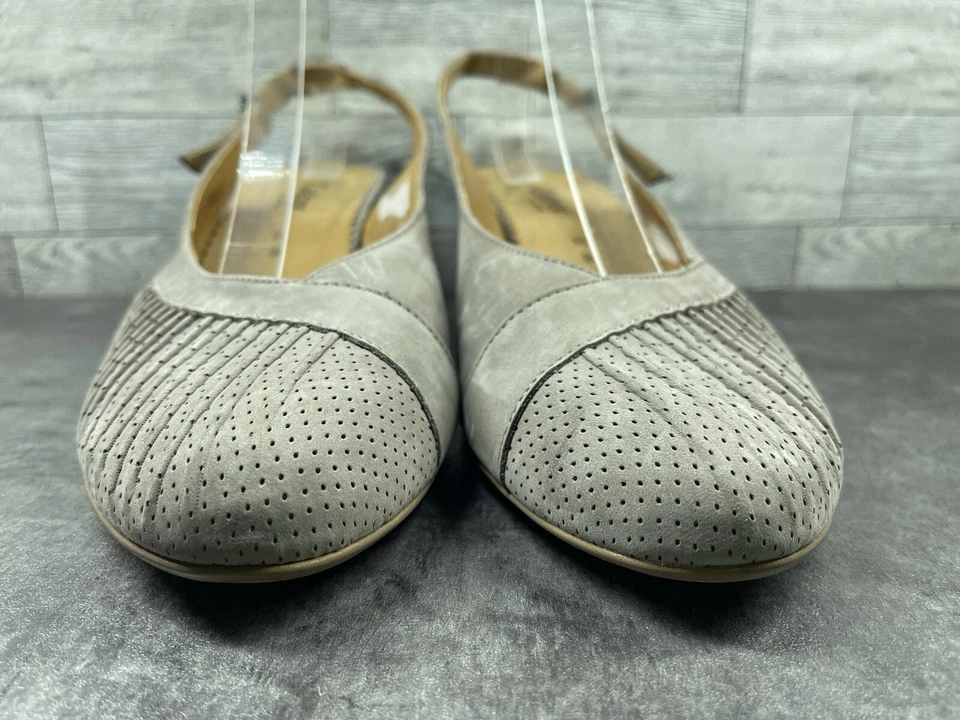 Zapatos Gabor Tacones Mujer 9M Gris Cuero Cómodo Gatito Sin Cordones Foto 4 de 4