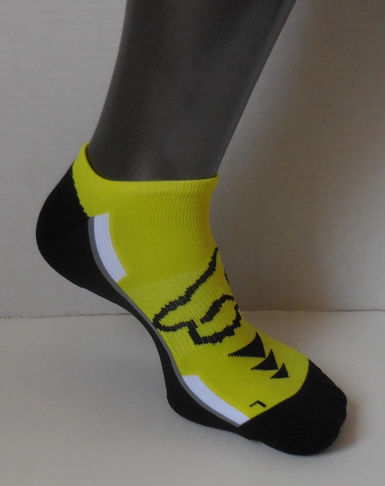 Fox Racing Perf No Show Socks 3 Pack Men FLO Yellow/Black/White/Grey L/XL 11-13 - Image 3 of 4