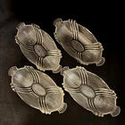 Set of 4 Vtg Hazel Atlas Pattern #254 Clear Ribbed Relish Olive Dishes w Handles