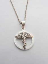Ordre Des Pharmaciens : Pendentif Et Chaîne En Argent 925 - Caducée Pharmacie
