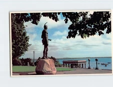 Postcard Indian Chief Massasoit Statue Plymouth Massachusetts
