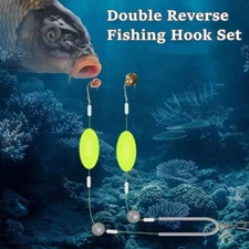 Fishing Double Hook, Double Reverse Hook Set, Reverse Bottom Line Free Floating