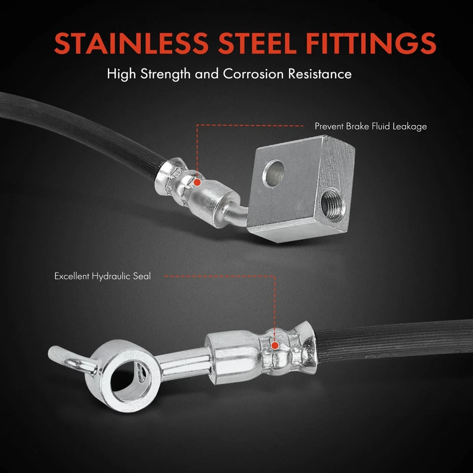 2x Front Left & Right Brake Hydraulic Hose for Nissan TITAN XD 2017 2018-2023 - Image 4 of 4