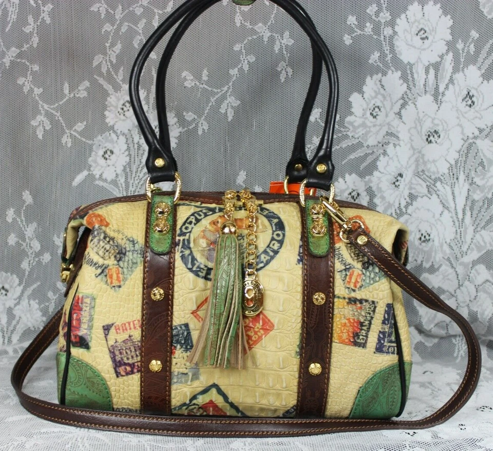 Marino Orlandi Italia, Bolso de Mano Postal Cocodrilo Cuero Repujado, Eslinga, Cartera - Nuevo con Etiquetas