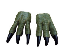 Jurassic Dinosaur Claws Vinyl Gloves Halloween Costume Raptor Dino Freaky Green