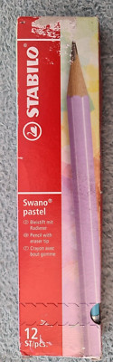 Stabilo Swano Pastell HB Bleistift, 12er Pack, hellblau, Radiergummispitze, neu in Verpackung
