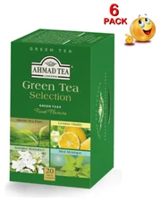 6 PACK Box GREEN Tea SELECTION  PURE Lemon Mint Jasmine AHMAD 120 Tea Bags