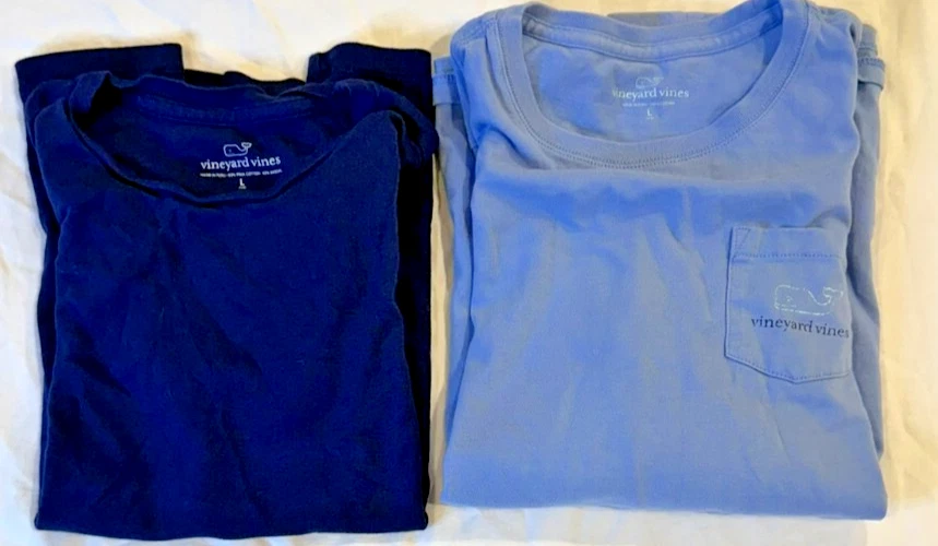 Vineyard Vines lot of 2 T Shirt Youth Girls Large Blue short and Long Sleeve - Image 3 of 3