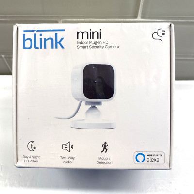 Blink Mini Compact Indoor Plug-in Smart Security Camera 1080 HD Motion Detection
