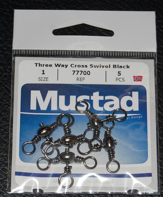 5 Pack Mustad 77700-01 Mustad 73lb Barrel Three Way Cross Swivel - Size 1