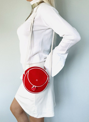 Handtasche rund rot Space Age mit Logo COURREGES 60er Jahre