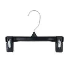 40 black hanger recycle skirt pants bottom 8" plastic swivel hook pinch grip 