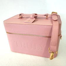 Truly Beauty Women's Vegan Leather St Tropez Luxury Travel Trunk Pink 12.5x8.5x8