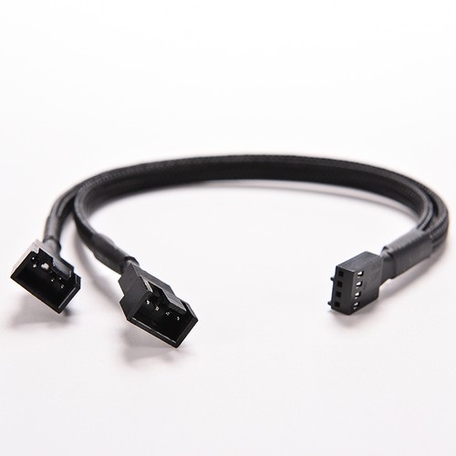 4Pin PWM To 2Dual PWM Computer Case Fan Power Sleeved Y-Splitter Adapter Cable3C - Afbeelding 2 van 5
