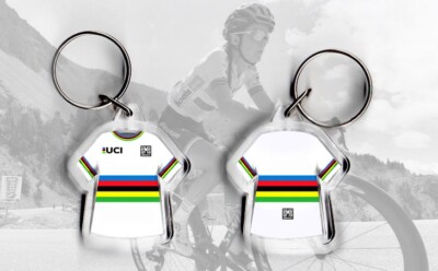 Schlüsselring aus Regenbogentrikot. Kann personalisiert werden. UCI Weltmeister. RADFAHREN 