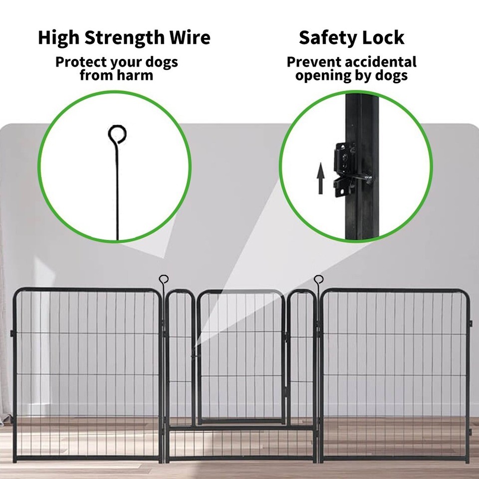 Large Dog Outdoor 24PCS Dog Fence with Door For Large/Medium/Small Pet