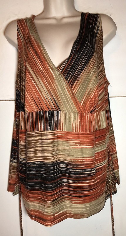 CAREN SPORT WOMENS SIZE XL TOP SLEEVELESS MULTI AUTUM COLORS W SHIMMER