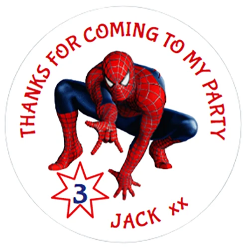 48 Personalised Party Bag Stickers Spiderman Sweet Bag Seals 40mm Labels