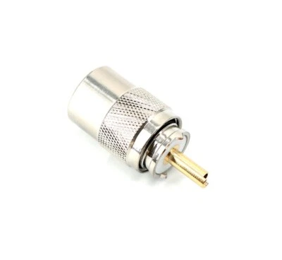 PL-Stecker mit Goldpin - für RG-213 Koaxkabel - für Kabel bis 9mm