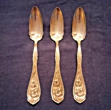 3 silverplated grapefruit fruit spoons CARNATION 1908 W. R. Keystone Rogers
