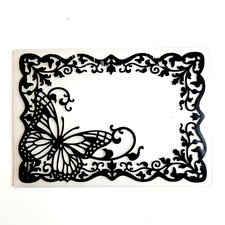 FLORAL BUTTERFLY FRAME Embossing Folder Label Card Front Topper Garden um557