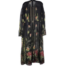 Gucci Metallic Floral Long-Sleeve Dress In Black W/ Crystals Women's Size EU 50