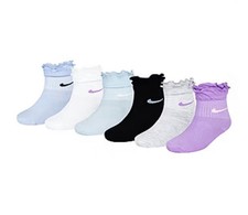 Nike 6 Pair Socks Ankle Length Ruffle Socks Lightweight Youth 7C - 10C New