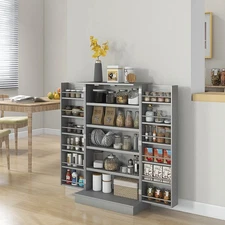 41" Kitchen Pantry Cabinet, 5-Tier Freestanding Storage with Double Doors