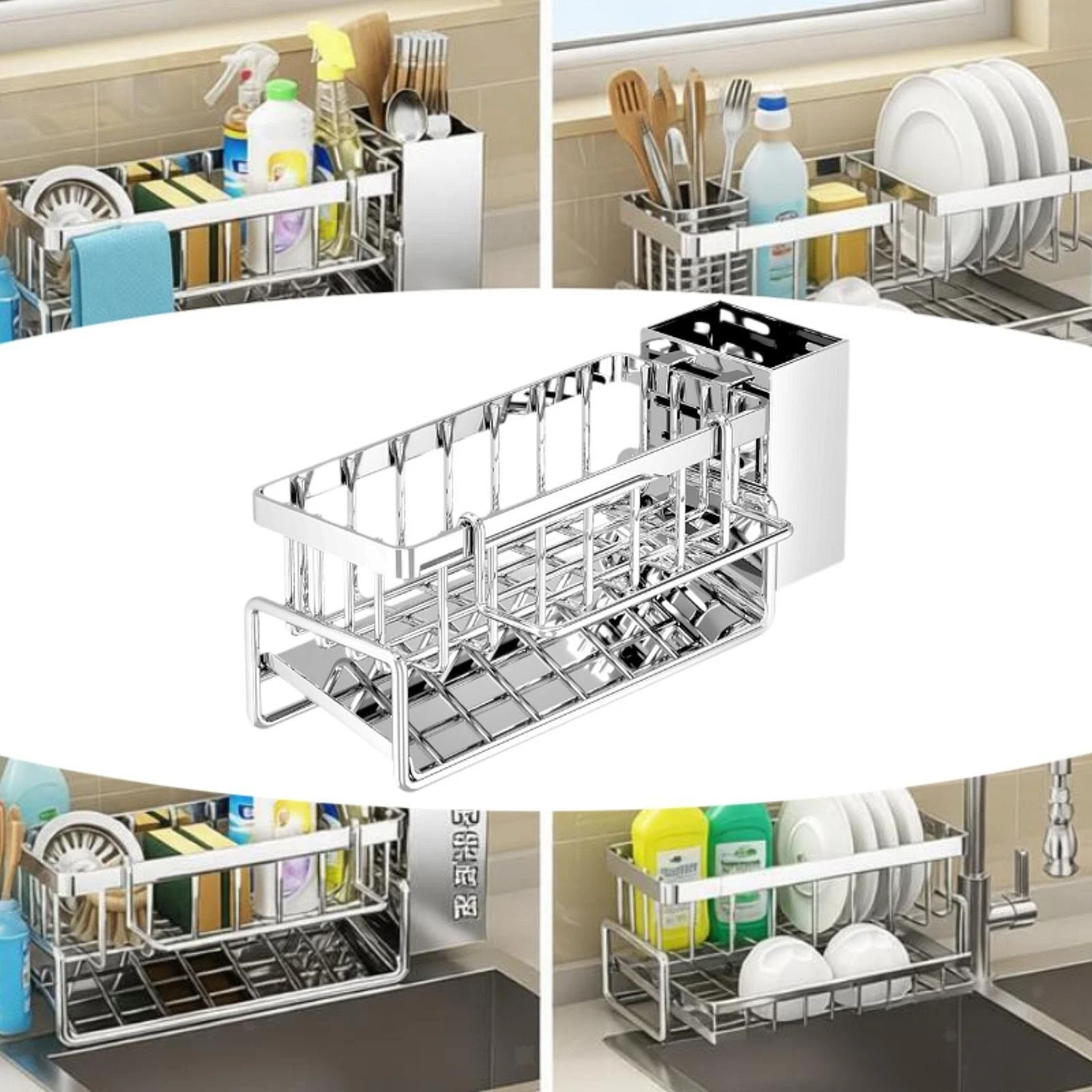 Kitchen Sink Organizer Kitchen Supplies Stable Sink Drying Rack for Bathroom
Opens in a new window o