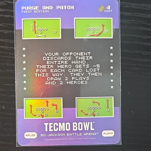 Bo Jackson Battle Arena Tecmo Bowl Purge and Patch Plays 1st Ed Cost 4