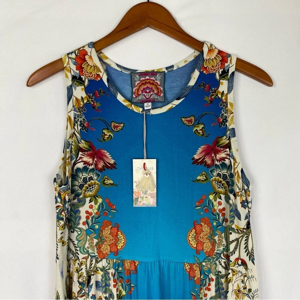 NUEVO Vestido sin mangas Johnny Was Sky azul ajuste fácil floral midi sin mangas talla mediana Foto 3 de 4