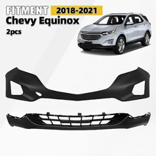 Front Bumper Cover Set For 2018-2021 Chevy Equinox Primed Upper and Lower