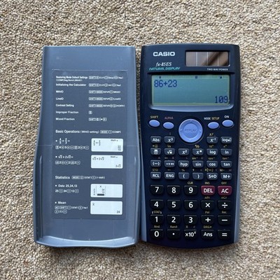 Casio wissenschaftlicher Taschenrechner FX-85ES natürliche Anzeige Solarenergie, Etui & Anleitung