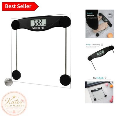 Accurate Digital Bathroom Scale - 330lbs Capacity, Large LCD Display, Black