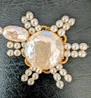 Miriam Haskell Signed Early  Pearl Brooch Pin Gold Tone Metal Perfect Condition