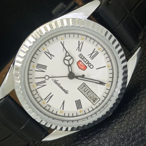 VINTAGE REFURBISHED SEIKO 5 AUTOMATIC JAPAN MENS ROMAN FIGURE WATCH a442079-1