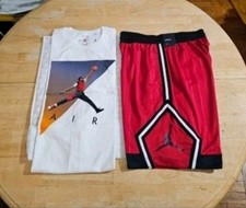 JORDAN JUMPMAN WHITE SHIRT - RED SHORTS SET - NEW MEN'S SIZE XL