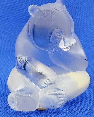 NICE 2.5 INCH Crystal Seated Panda Bear France with label signed small figurine