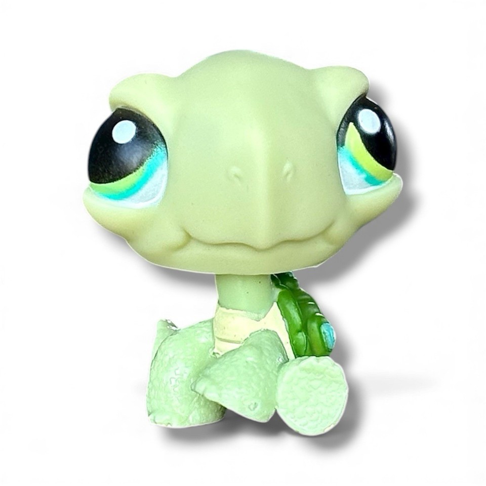 LPS Hasbro #321 Green Sitting Turtle Real Feel Blue/Green Eyes 2006 G1 ...