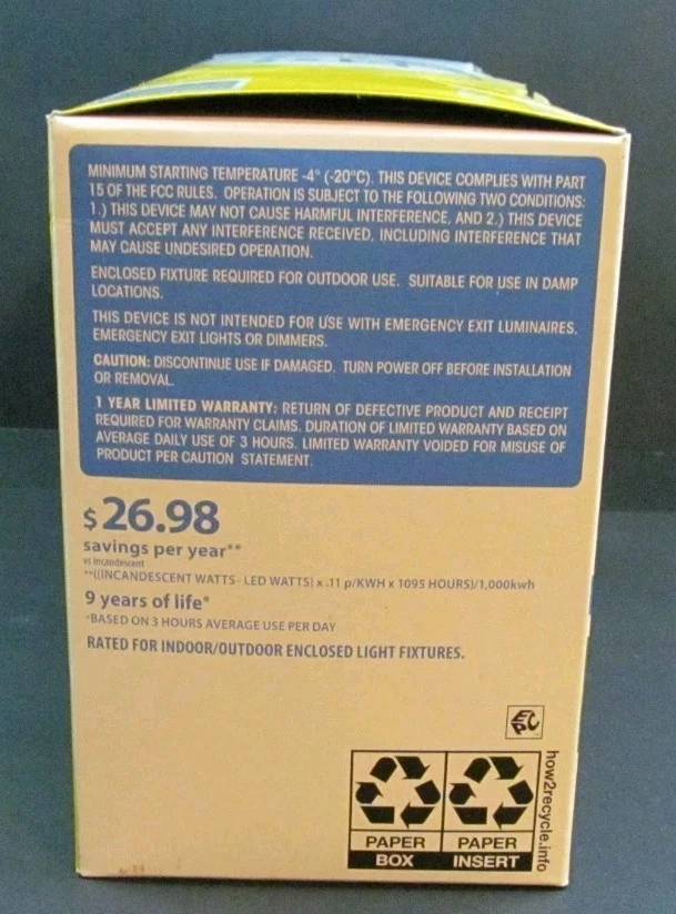 Great Value LED Light 4 Bulb 9W 65W Equivalent BR30 Floodlight Lamp SoftWhite - Image 2 of 4